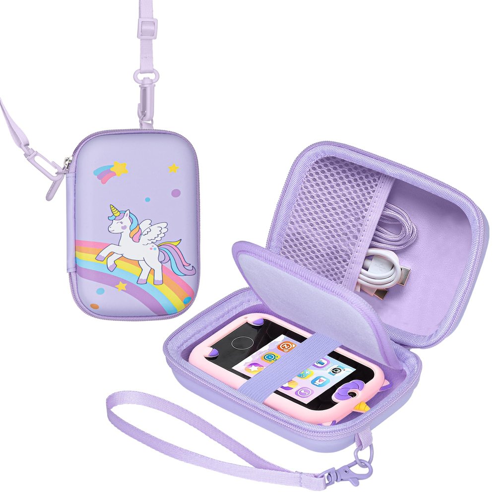Leayjeen Kids Carr Case Compatible with Kikapabi/Joozfee/Prysyedawn 2.8-inch Touch Screen Childs Smartphone for 3-10 Years Old Girl Toy Cell Phone-Purple Unicorn(Case Only)