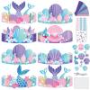 24 Pcs Mermaid Birthday Party Crowns Under the Sea Ocean DIY Crown Craft Kits Art Set Kids Paper Mermaid Party Favor Hats Paper Princess Headband Making Kit Party Decorations Supplies for Girls Boys