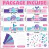 24 Pcs Mermaid Birthday Party Crowns Under the Sea Ocean DIY Crown Craft Kits Art Set Kids Paper Mermaid Party Favor Hats Paper Princess Headband Making Kit Party Decorations Supplies for Girls Boys view 2