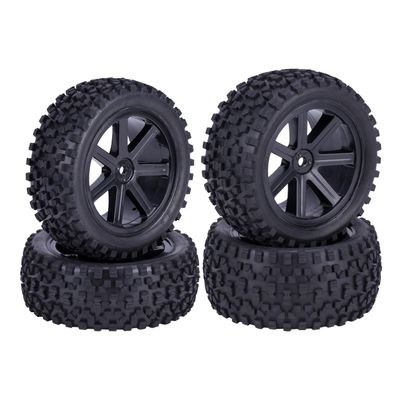 12mm Hex RC Buggy Wheels and Tires, 2.2'' Pre-Glued Out Dia. 3.5'' for 1/10 1/12 1/14 1/16 Off-Road Truck Upgrades, Set of 4