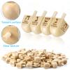 Wettarn 100 Pieces Hanukkah Dreidels Bulk Wooden Hanukkah Dreidels with Game Instruction Cards for Party Game(Size 1,Basic Style) view 3