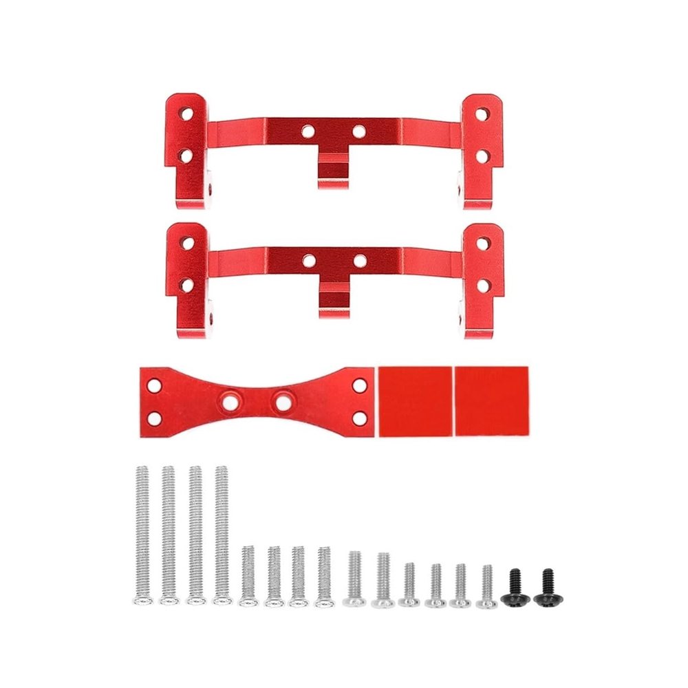 Ancalos Metal Link Rod Mount Base and Axle Up Servo Bracket Mount for WPL C14 C24 C34 C44 C54 1/16 RC Car Upgrade Parts, Red