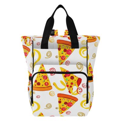 SPRIPORT Pizza Swirls White Diaper Bag Backpack for Baby Boys Girls Baby Travel Tote with Stroller Straps & Bottle Storage Nappy Changing Bag for Shopping Hiking Traveling Baby Shower Gifts Moms Dads