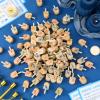 Wettarn 100 Pieces Hanukkah Dreidels Bulk Wooden Hanukkah Dreidels with Game Instruction Cards for Party Game(Size 1,Chic Style) view 3