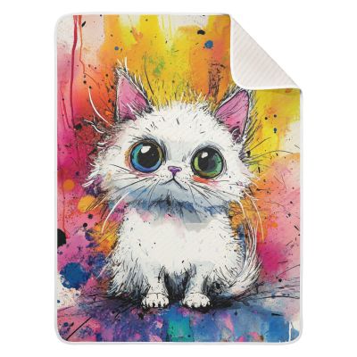 Amooorous Cartoon Cute White Watercolor Cat cooling blanket soft cotton muslin baby blanket for Newborns, Infants, & Toddlers 30x40in