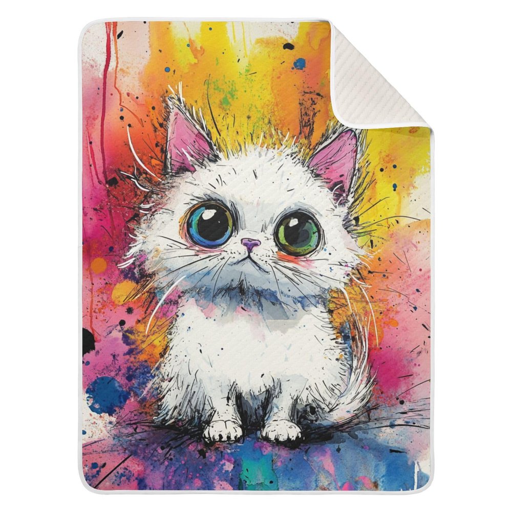 Amooorous Cartoon Cute White Watercolor Cat cooling blanket soft cotton muslin baby blanket for Newborns, Infants, & Toddlers 30x40in