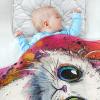Amooorous Cartoon Cute White Watercolor Cat cooling blanket soft cotton muslin baby blanket for Newborns, Infants, & Toddlers 30x40in view 4