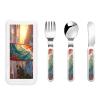 3-Piece Children Utensils Set Colorful surfboard Knife Spoon Fork Set Stainless Steel Silverware Set Easy-Grip Reusable Utensils Set Child Flatware Set with Case for Lunch Travel view 1
