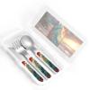 3-Piece Children Utensils Set Colorful surfboard Knife Spoon Fork Set Stainless Steel Silverware Set Easy-Grip Reusable Utensils Set Child Flatware Set with Case for Lunch Travel view 4