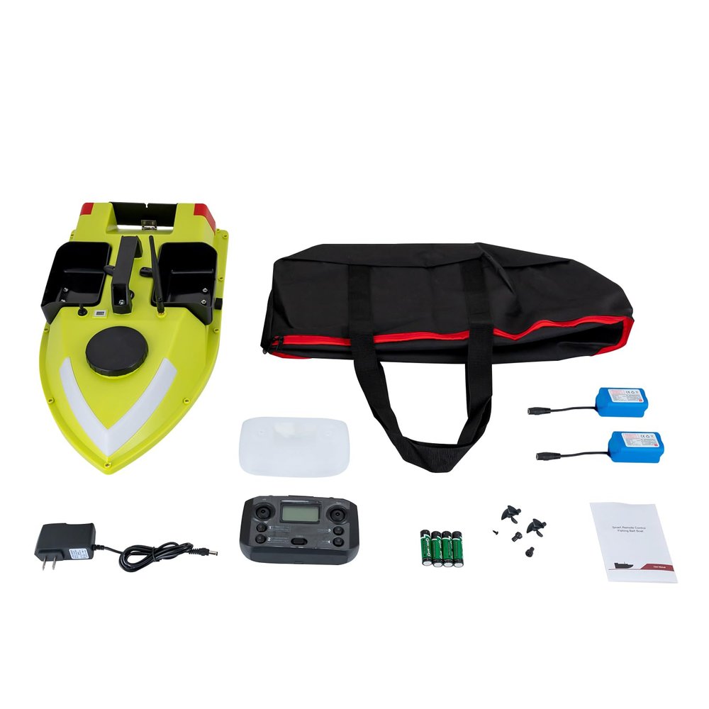 RC Bait Boat for Surf Fishing, Long-Distance Surf RC Fishing Bait Boat, 1968ft Bait Deployment - 4.4lb Loading Capacity with LCD Screen, Fish Bait Boats for Lake/Ocean Angling (Green with light strip)