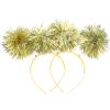 VALICLUD Party Headband for Kids 2 Pack Gold Pom Pom Boppers Hair Bands Lightweight Tinsel Headdress for Birthday Carnival Cosplay view 1