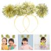 VALICLUD Party Headband for Kids 2 Pack Gold Pom Pom Boppers Hair Bands Lightweight Tinsel Headdress for Birthday Carnival Cosplay view 3