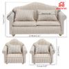3pcs Dollhouse Couch, 1/12 Scale Living Room Furniture Accessory, Timeless Classic Miniature Double & Single Couch with Pillow, Upholstered Sofa Armchair Set Accessories for Bedroom Sectional Dcor view 2