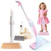 Lullulii Kids Spray Mop,Toddler Mop Cleaning Set, Real Working Mini Mop & Kids Broom Dustpan Set, Housekeeping Pretend Play Toy, Montessori Kid Cleaning Toy Set Includes Organizer Clip -Pink view 1