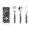 3-Piece Children Utensils Set Black and white zebra print Knife Spoon Fork Set Stainless Steel Silverware Set Easy-Grip Reusable Utensils Set Child Flatware Set with Case for Lunch Travel view 1