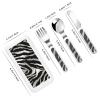 3-Piece Children Utensils Set Black and white zebra print Knife Spoon Fork Set Stainless Steel Silverware Set Easy-Grip Reusable Utensils Set Child Flatware Set with Case for Lunch Travel view 2