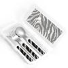 3-Piece Children Utensils Set Black and white zebra print Knife Spoon Fork Set Stainless Steel Silverware Set Easy-Grip Reusable Utensils Set Child Flatware Set with Case for Lunch Travel view 4