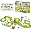 GLOTOYS Dinosaur Race Track Playset with Dinosaur Figures & Slot Car Race Tracks for Kids, DIY Puzzle Building Set, Dinosaur Winding Road Rail Car, for Boys & Girls (XC266A)