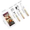 3-Piece Children Utensils Set Flower branches on the cross Knife Spoon Fork Set Stainless Steel Silverware Set Easy-Grip Reusable Utensils Set Child Flatware Set with Case for Lunch Travel view 2