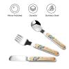 3-Piece Children Utensils Set Flower branches on the cross Knife Spoon Fork Set Stainless Steel Silverware Set Easy-Grip Reusable Utensils Set Child Flatware Set with Case for Lunch Travel view 3