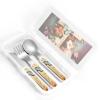 3-Piece Children Utensils Set Flower branches on the cross Knife Spoon Fork Set Stainless Steel Silverware Set Easy-Grip Reusable Utensils Set Child Flatware Set with Case for Lunch Travel view 4