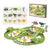 GLOTOYS Dinosaur Race Track Playset with Dinosaur Figures & Slot Car Race Tracks for Kids, DIY Puzzle Building Set, Dinosaur Winding Road Rail Car, for Boys & Girls (XC256A)