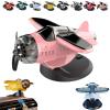 Solar Powered Airplane Shaped Car Ornaments, Dashboard Ornament Solar Powered Aircraft Model, Motion Activated Cars Interior Center Console Rotating Small Airplane Drift Accessories (Pink) view 1