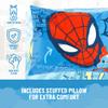 Jay Franco Kids Slumber Bag and Pillow - 54 x 27 Inch Comfy Indoor Sleeping Bag for School and Sleepovers, 2 Piece Set, Blue - Spiderman view 4
