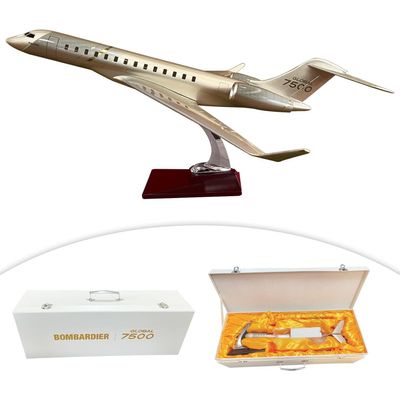 19 1:72-Scale Models Jet Model Airplane Bombardier 7500 Business Jet Gold Plane Models Diecast for Collection or Office Ornaments Gift