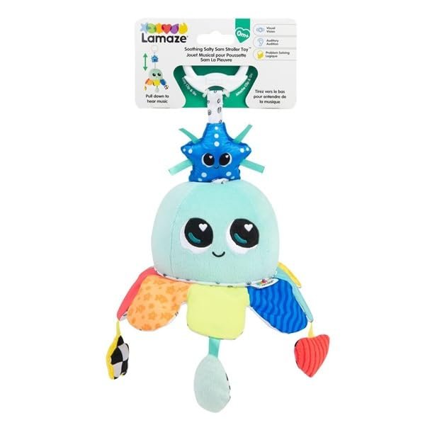 LAMAZE Soothing Salty Sam Musical Plush Toy for Babies with Soft Sounds and Soft Textures, Sensory Development Toy with Abdominal Support Suitable from Birth