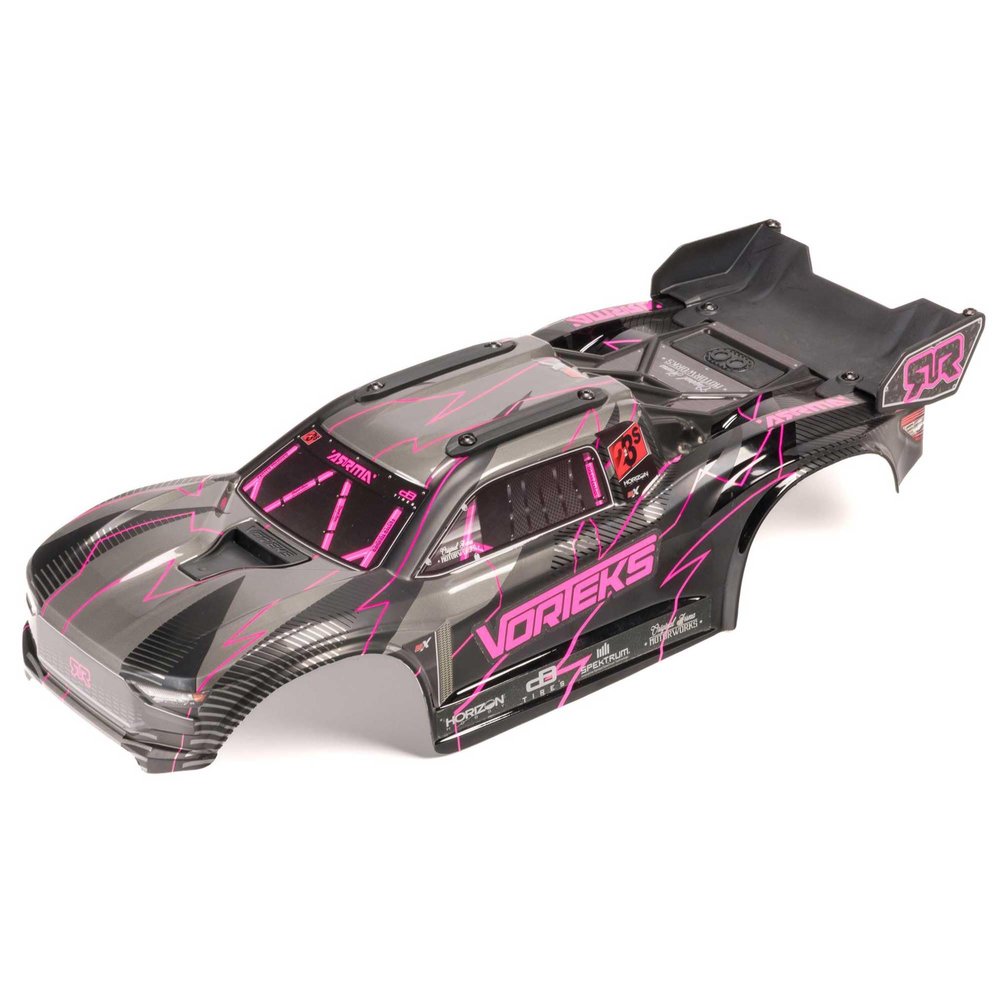 ARRMA VORTEKS 2WD Painted Decaled Trimmed Body Set - Hidden Body Mount (Pink/Black), ARA-2580