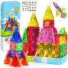 Mini Diamond Texture Magnetic Tiles with Iron Box, 40 PCS Travel Magnetic Tiles, STEM Educational Building Set Construction Toys for Kids Ages 3+, Portable Building Toys for Toddlers, Boys & Girls view 1