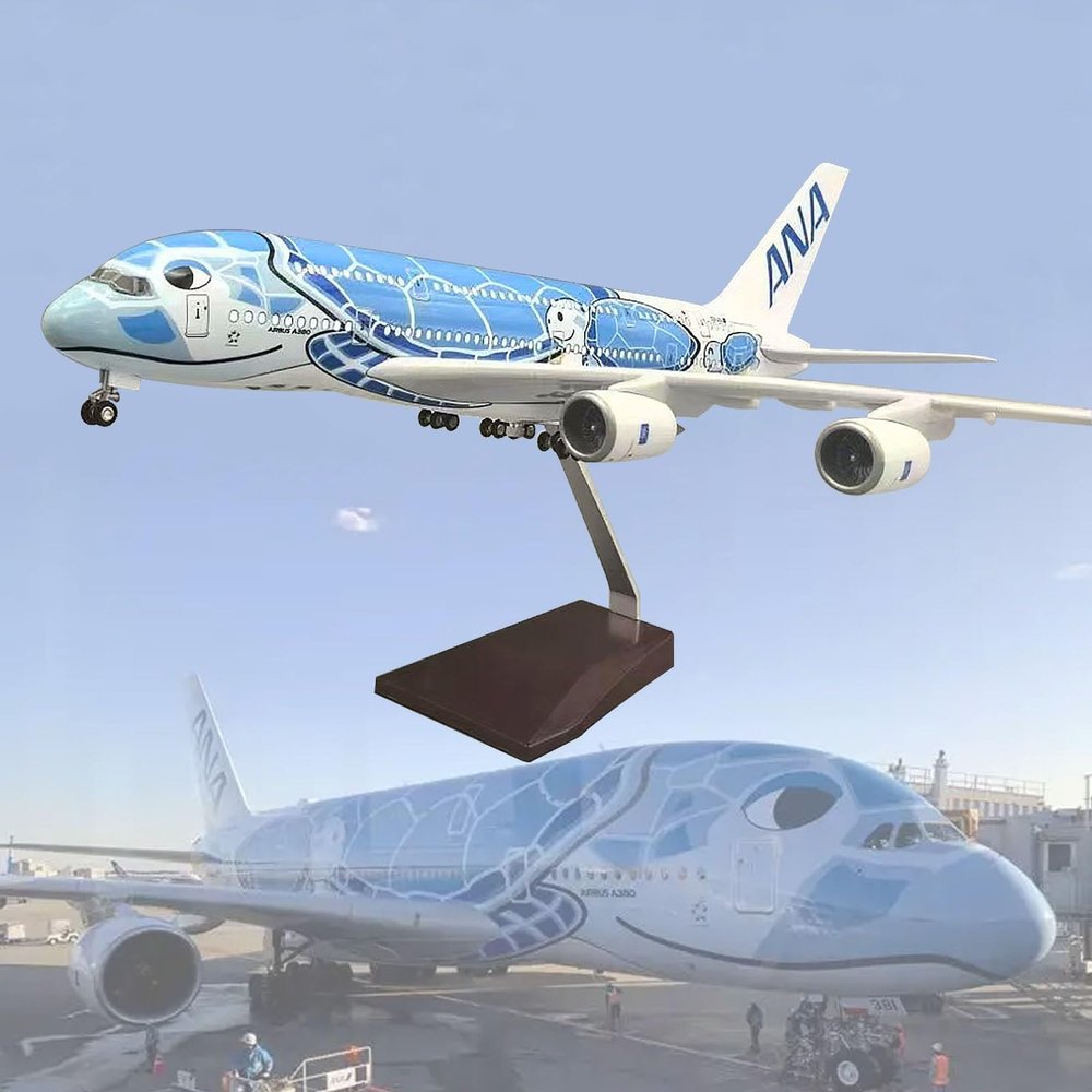 18.1" 1:160 Model Jet Airplane Model ANA A380 Wheel Display Model Plain Resin for Collection or Gift Ornament