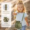 Nature Collection Bag for Rock,Leaf, Pine Cones, Beach Glass, Kids, Teens & Women Canvas Crossbody Treasure Hunting Bag with Drawstring Closure,Sand-Sifting Mesh Bottom & 2 Compartments Army Green view 2