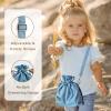 Nature Collection Bag for Rock,Leaf, Pine Cones, Beach Glass, Kids, Teens & Women Canvas Crossbody Treasure Hunting Bag with Drawstring Closure,Sand-Sifting Mesh Bottom & 2 Compartments Gift Blue view 2