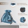 Nature Collection Bag for Rock,Leaf, Pine Cones, Beach Glass, Kids, Teens & Women Canvas Crossbody Treasure Hunting Bag with Drawstring Closure,Sand-Sifting Mesh Bottom & 2 Compartments Gift Blue view 3