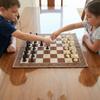 19.7" Foldable Fabric Chess Set Coffee Brown Soft Board with 3" Staunton Style Pieces, Portable Travel Chess Game for Kids, Beginners & Adults, Includes Storage Bag view 2