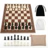 19.7" Foldable Fabric Chess Set Coffee Brown Soft Board with 3" Staunton Style Pieces, Portable Travel Chess Game for Kids, Beginners & Adults, Includes Storage Bag view 3