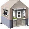 Playhouse Cover Waterproof for Backyard Wooden House 57" L x 57" W x 63" H  Heavy Duty Kids Outdoor Playhouse Protector with YKK Zippers, Roll-Up Door, Windproof Drawstring & Buckles view 1