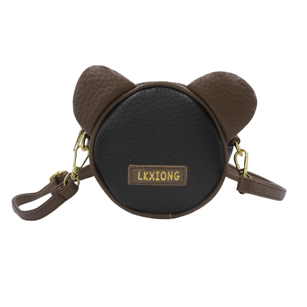 Amamcy Cute Round shape Purse for Girls Women Small Mouse Ear Crossbody Bag Soft Leather Round Purse Cute Wallet Coin Purses