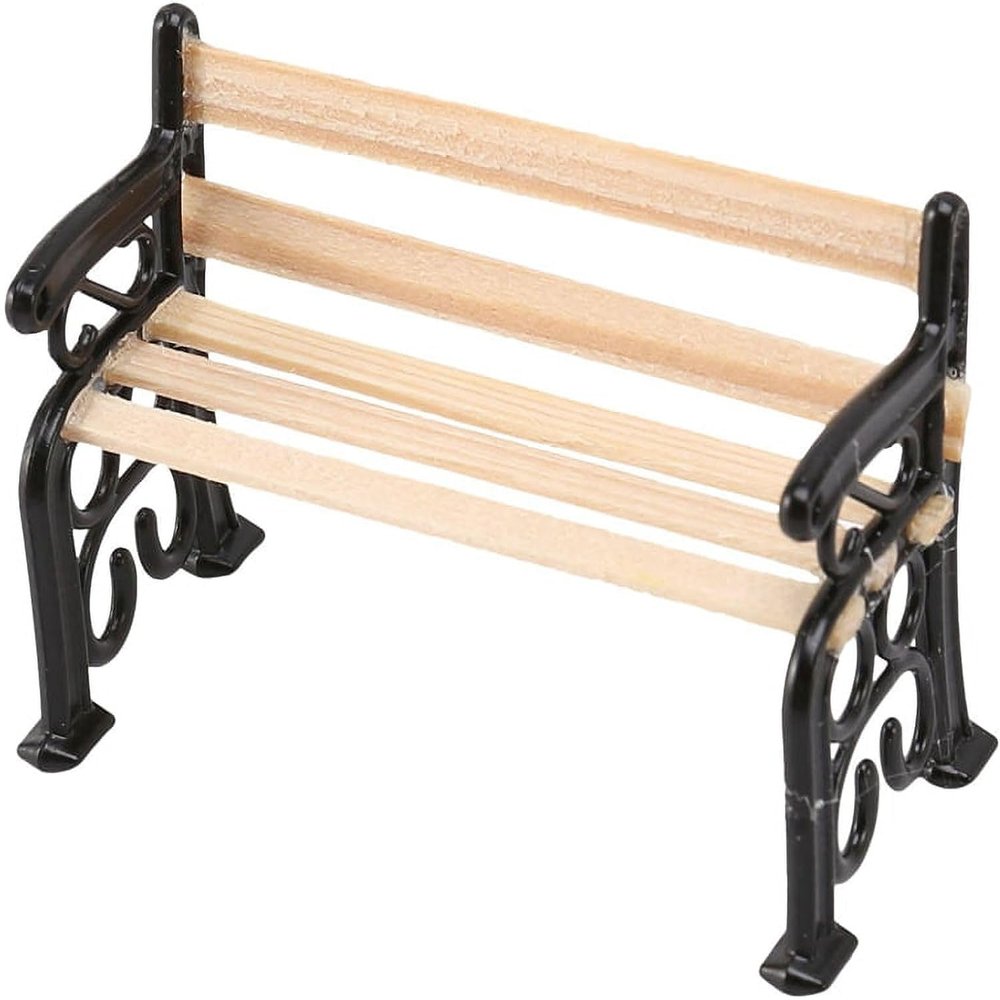1/24 Scale Black Miniature Park Bench - Realistic Dollhouse Accessory for Model Train Scenery, DIY Miniature Displays & Architectural Models (1.9x0.9x1.3 Inches)
