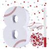 Baseball Birthday Decorations, Baseball Number 8 Piata with Blindfold Stick Blindfold Confetti for Baseball Pinata Sports Theme 8th Birthday Party Supplies (8TH) view 1