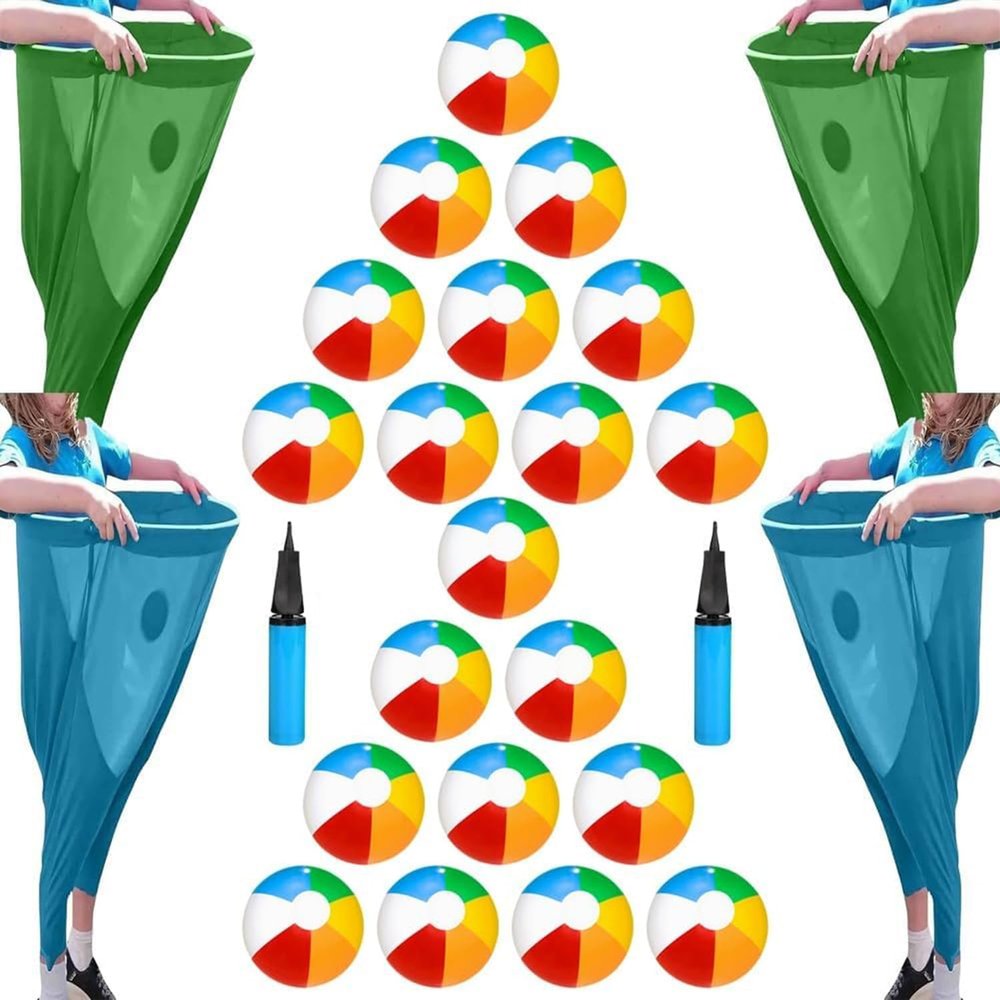 LZTET Granny Pants Yard Game,Gameto Catch Balls with 5 Bouncy and 1 Air Pump,Yard Games Field Family Reunion Game Giant Outdoor Sets for Backyard Gatherings,Parties(Blue2+Green2)