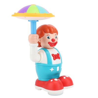 Drfeify Baby Clown Toy Light Up Musical Rotating Umbrella with Colorful Lights Circus Performance for Kids Playtime Hand Eye Coordination