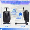 20" Scooter Suitcase for Kids & Adults, Hardshell Kids Ride On Suitcase for Kid Ages 4-15, Foldable Carry On Luggage with Wheels, Multifunctional Lightweight Travel Luggage for Airplane,Green view 3