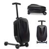 20" Scooter Suitcase for Kids & Adults, Hardshell Kids Ride On Suitcase for Kid Ages 4-15, Foldable Carry On Luggage with Wheels, Multifunctional Lightweight Travel Luggage for Airplane,Black view 1