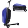 20" Scooter Suitcase for Kids & Adults, Hardshell Kids Ride On Suitcase for Kid Ages 4-15, Foldable Carry On Luggage with Wheels, Multifunctional Lightweight Travel Luggage for Airplane,Dark Blue view 1