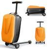 20" Scooter Suitcase for Kids & Adults, Hardshell Kids Ride On Suitcase for Kid Ages 4-15, Foldable Carry On Luggage with Wheels, Multifunctional Lightweight Travel Luggage for Airplane,Orange view 1