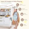 Kinder King Wooden Kids Play Kitchen, Kitchen Playset for Toddler Kid, Play Kitchen Toy Set w/Real Sounds, Pretend Microwave Oven, Ice Maker, Telephone, Gift for Boys Girls Age 3+, White view 3