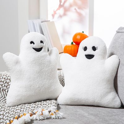 11 3/4" x 13 3/4" Halloween Fuzzy Polyester Ghost Pillows Set - 2 Piece